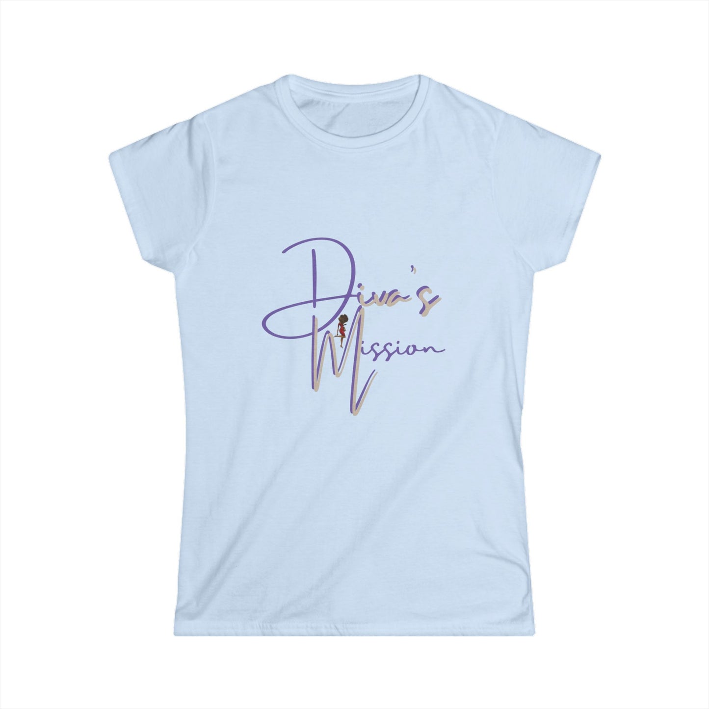 Purple Women's Tee - 'Diva's Mission' Script Logo Graphic