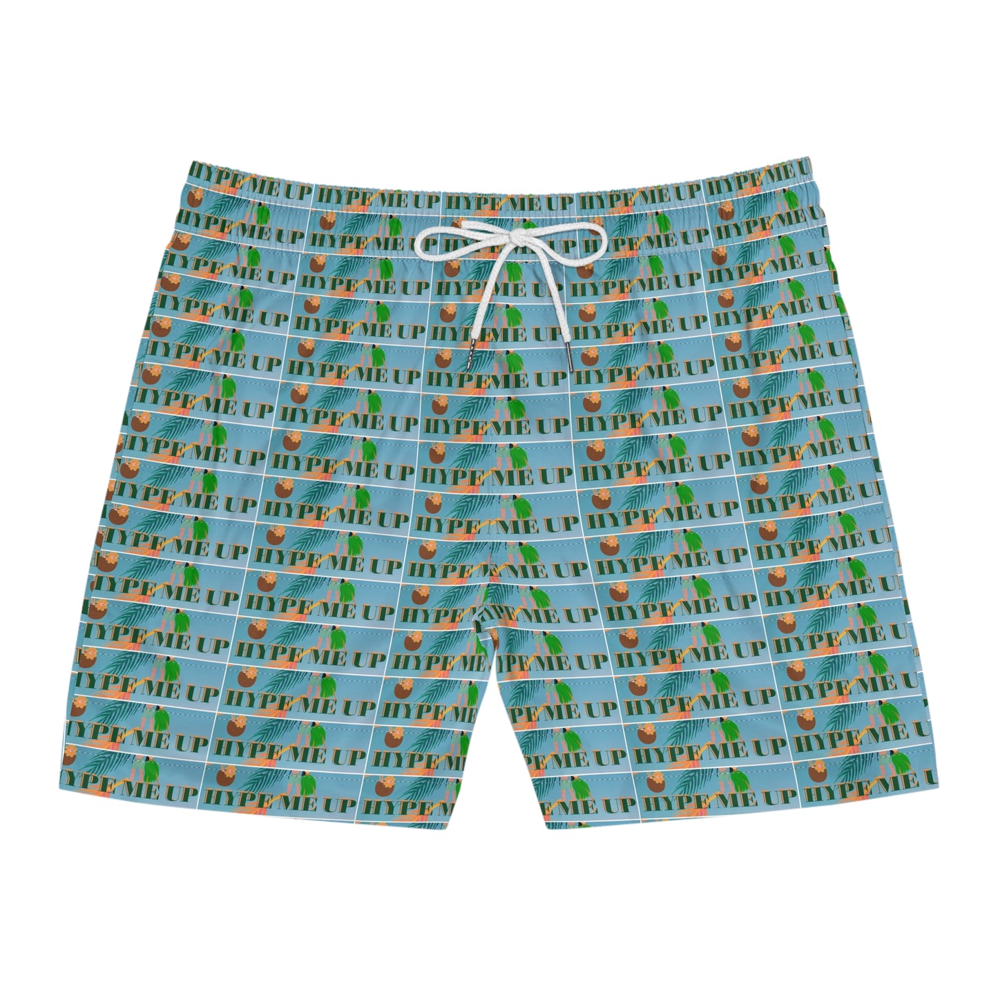 Men's Swim Shorts — Blue 'Hype Up' All-Over Print Boardshorts