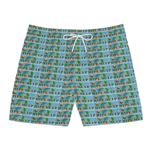 Men's Swim Shorts — Blue 'Hype Up' All-Over Print Boardshorts