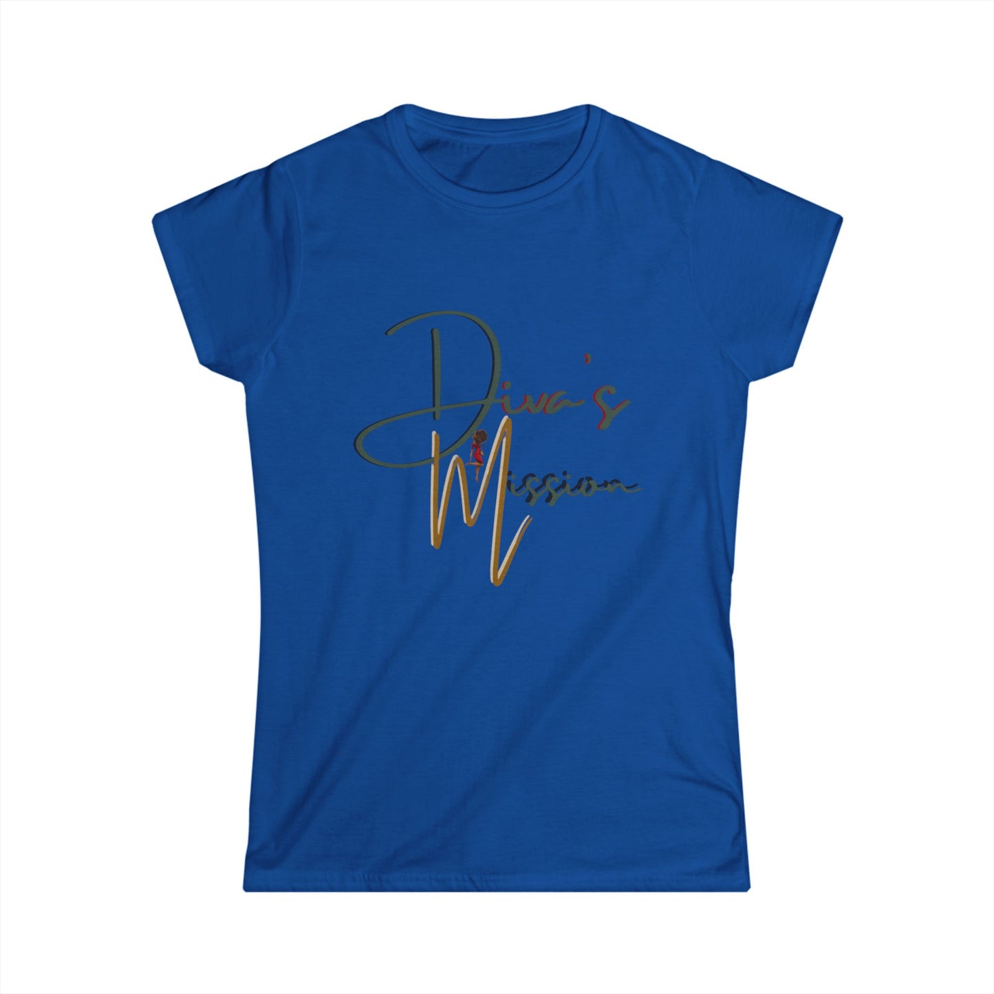 Green Women's Tee - 'Diva's Mission' Script Logo Graphic