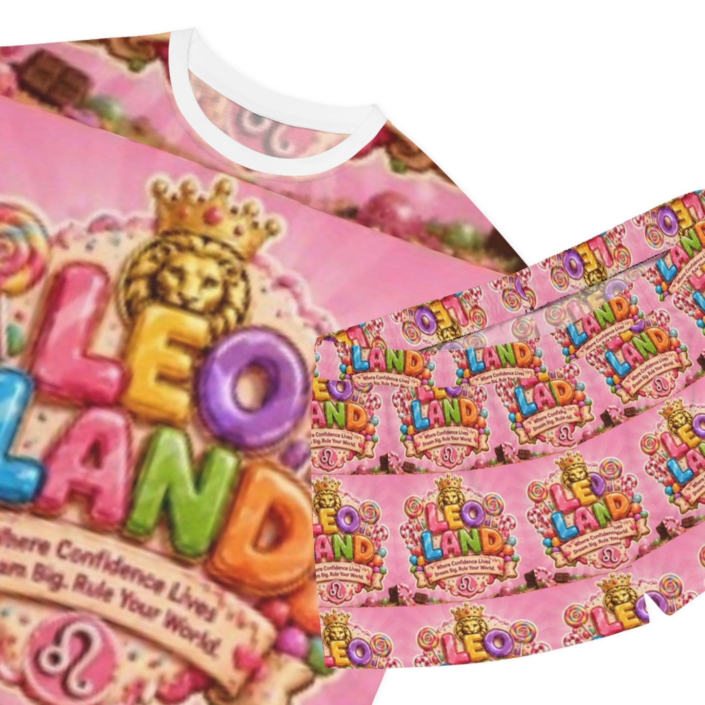 Leo Land Women's Pajama Set — Cute Pink Zodiac Sleepwear with 'Leo Land' Design