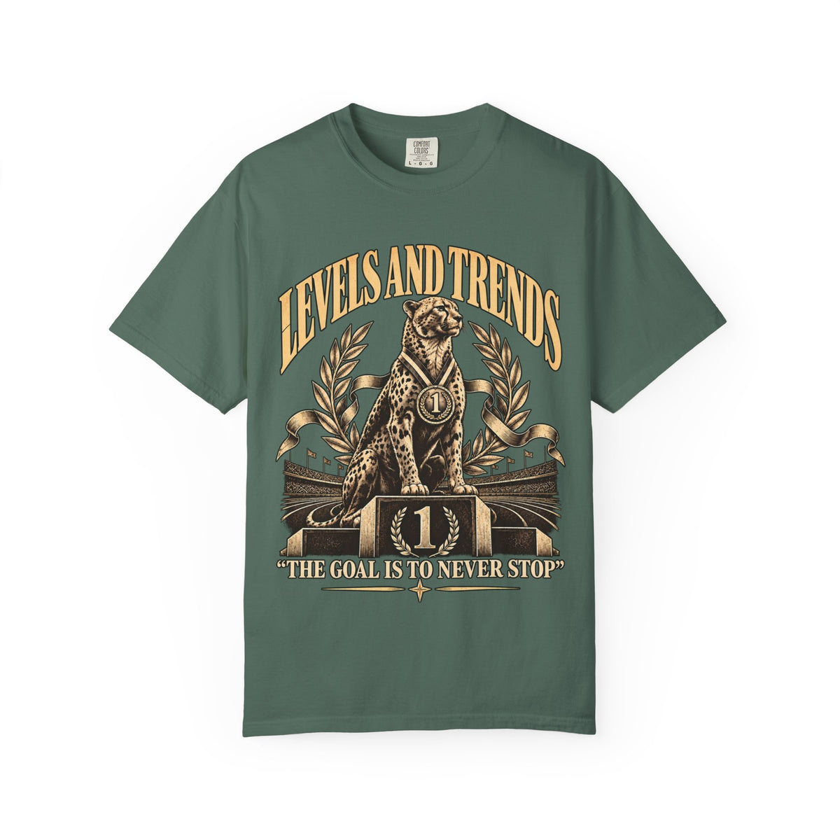 Levels and Trends "The Goal Is to Never Stop" Graphic T-Shirt