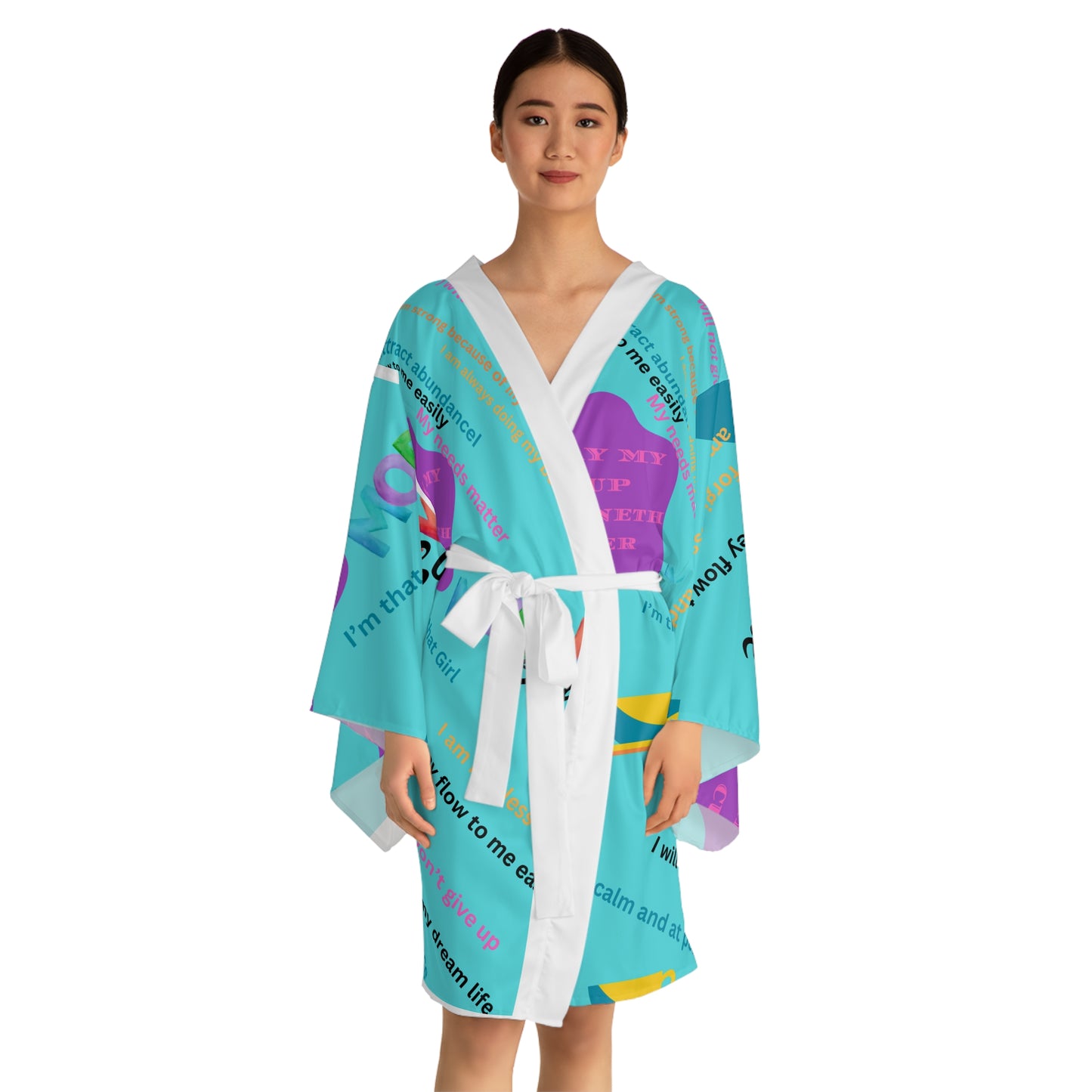 May my cup runneth over, Long Sleeve Kimono Robe (AOP)