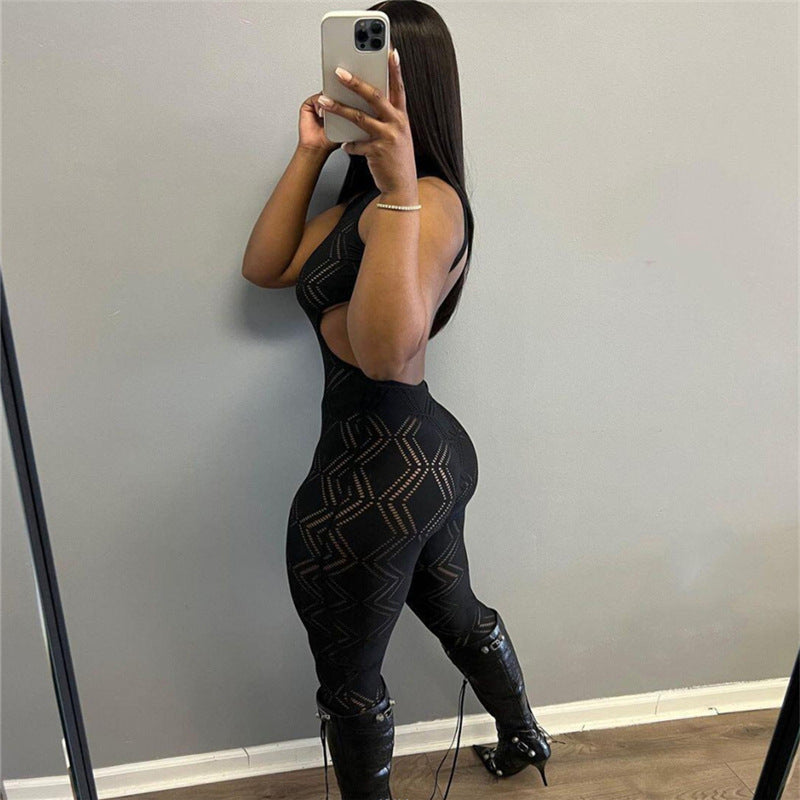 Summer Women's Sexy Backless Bodysuit Jumpsuit