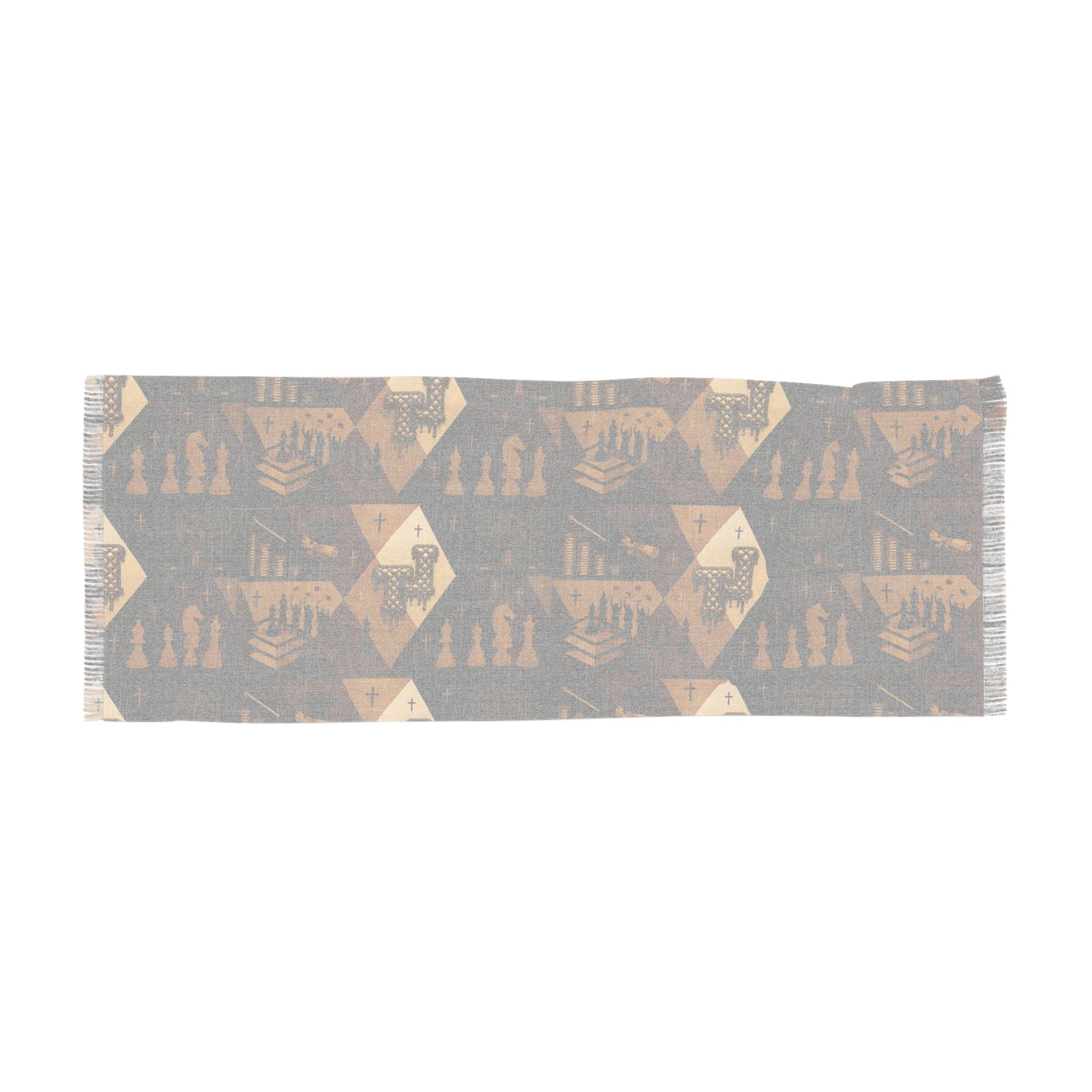 L&T-Autumn Chess Pattern Scarf — Warm Geometric Chessboard Design