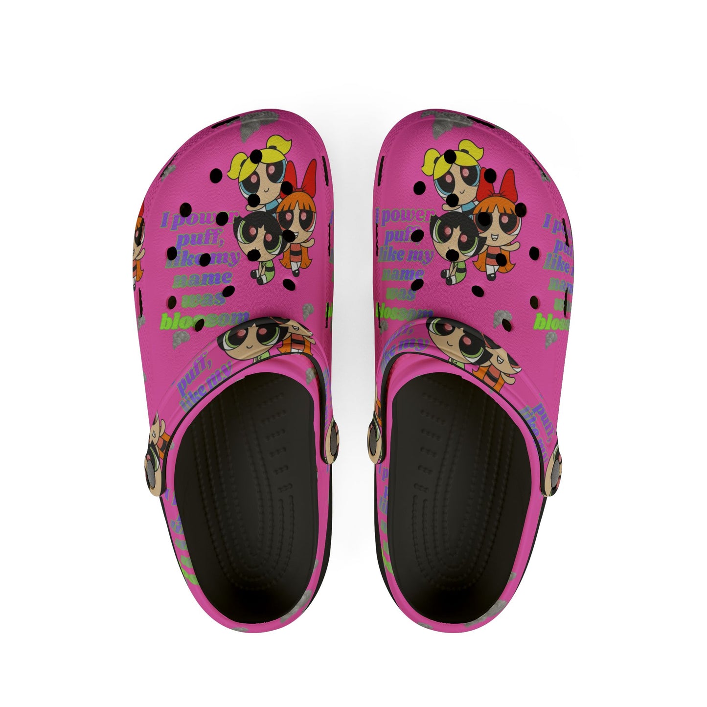 Powerpuff crocs - 'Think Blossom' Cartoon Slip-On Shoes