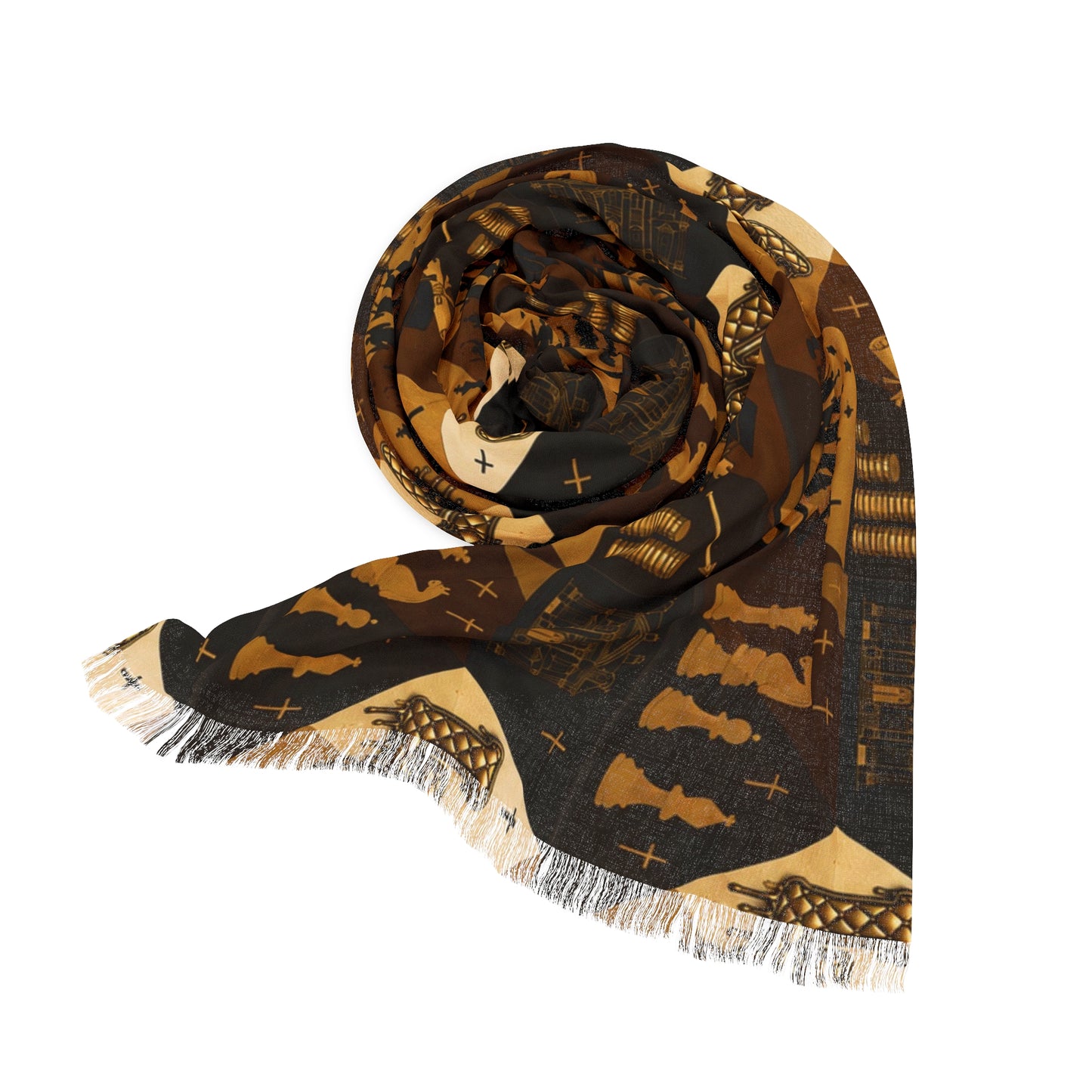 L&T-Autumn Chess Pattern Scarf — Warm Geometric Chessboard Design