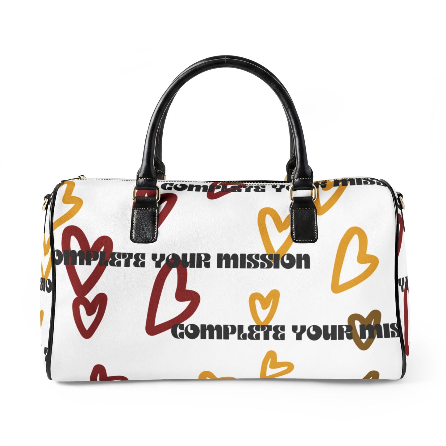 Leather Travel Bag — "COMPLETE YOUR MISSION -Graphic Weekender for Baddies