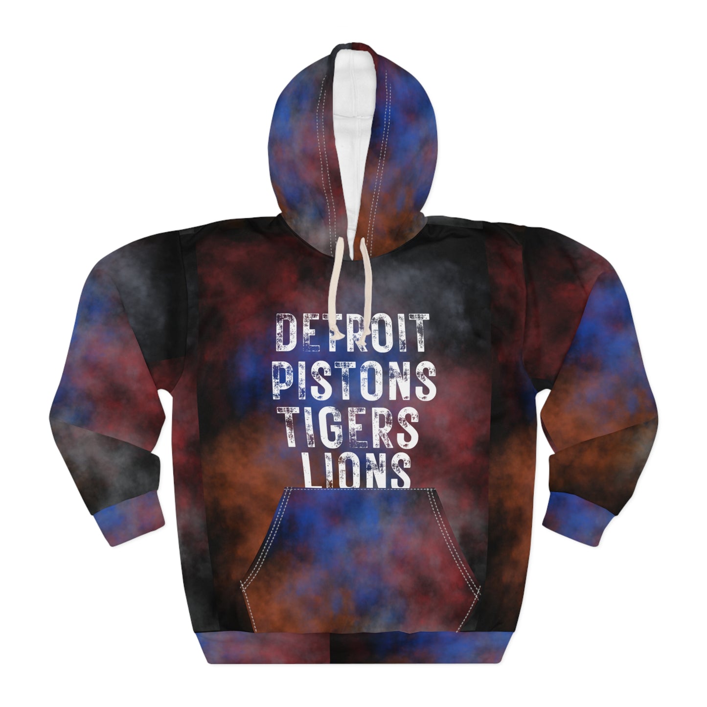 Detroit sports All-Over Print Hoodie — Team Names Smoke Graphic