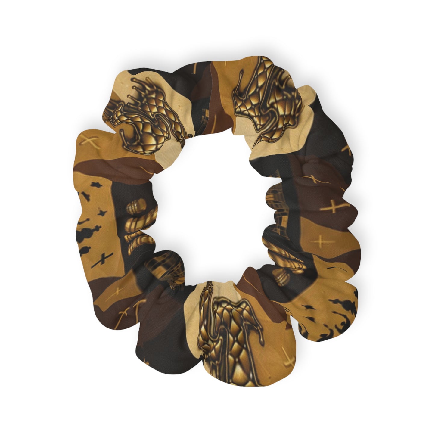 L&T-Camo Gold Chain Scrunchie — Vintage Streetwear Hair Accessory