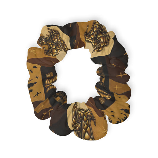 L&T-Camo Gold Chain Scrunchie — Vintage Streetwear Hair Accessory