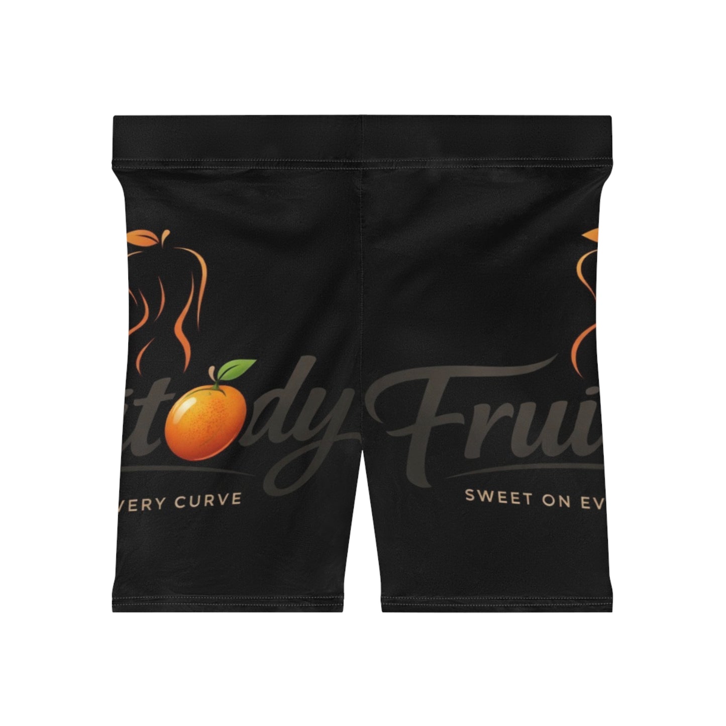 Fruitbody Orange- Women’s Biker Shorts — 'Fruitbody' Peach Graphic Activewear