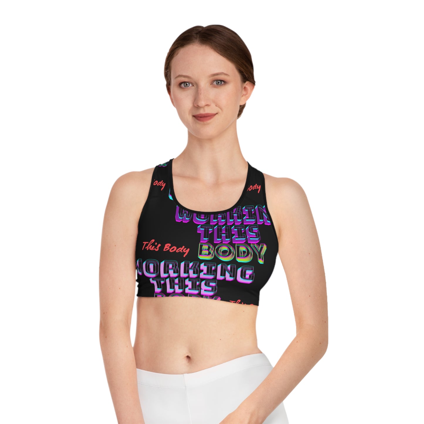 Trendy Sports Bra - Working this Body Motivational Activewear, Fitness, Gym, Workout, Gifts, Athleisure