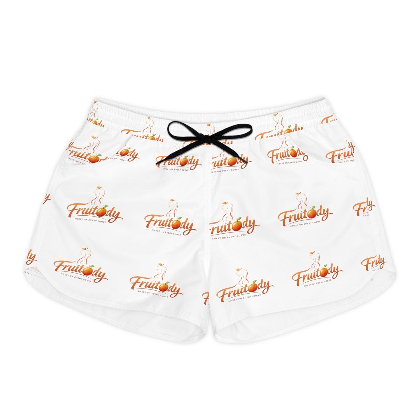 Fruitody Orange-Women's Casual Shorts — White All-Over Print