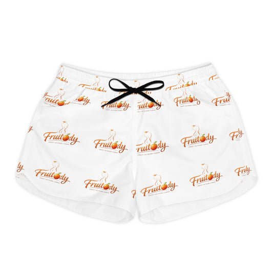 Fruitody Orange-Women's Casual Shorts — White All-Over Print