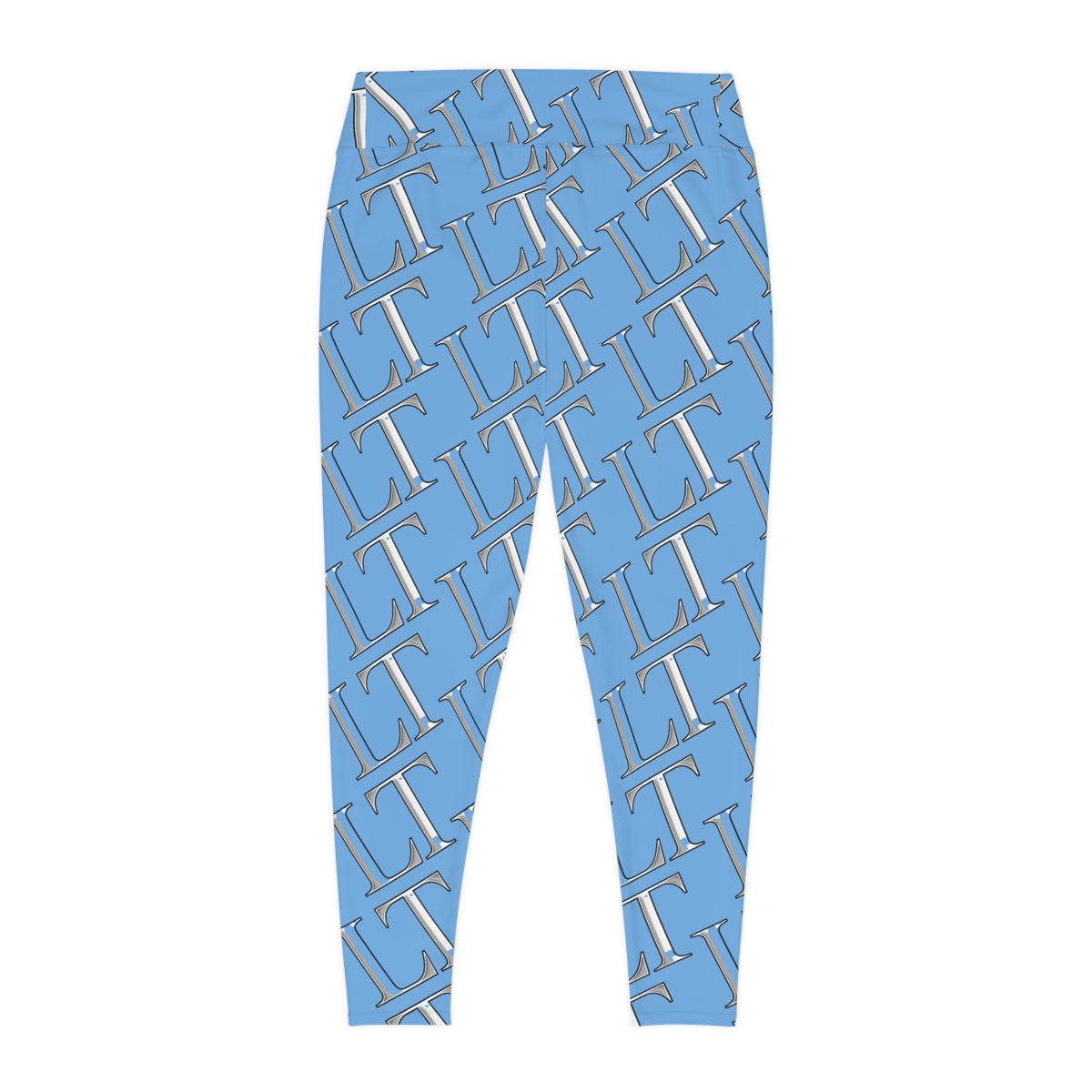 Plus Size Leggings — light blue Monogram All-Over Print