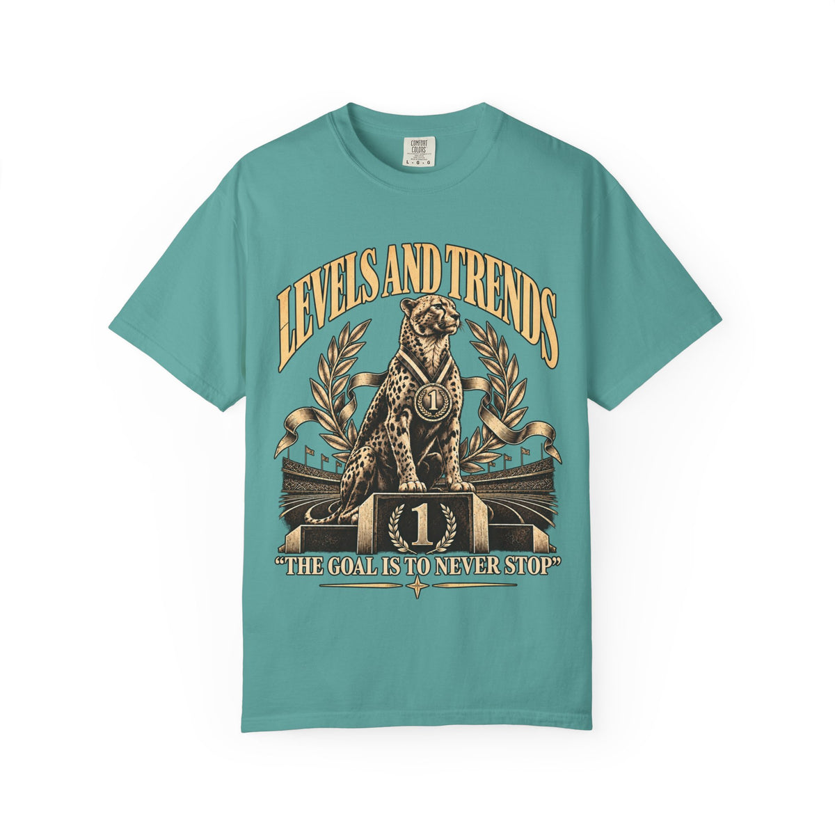 Levels and Trends "The Goal Is to Never Stop" Graphic T-Shirt