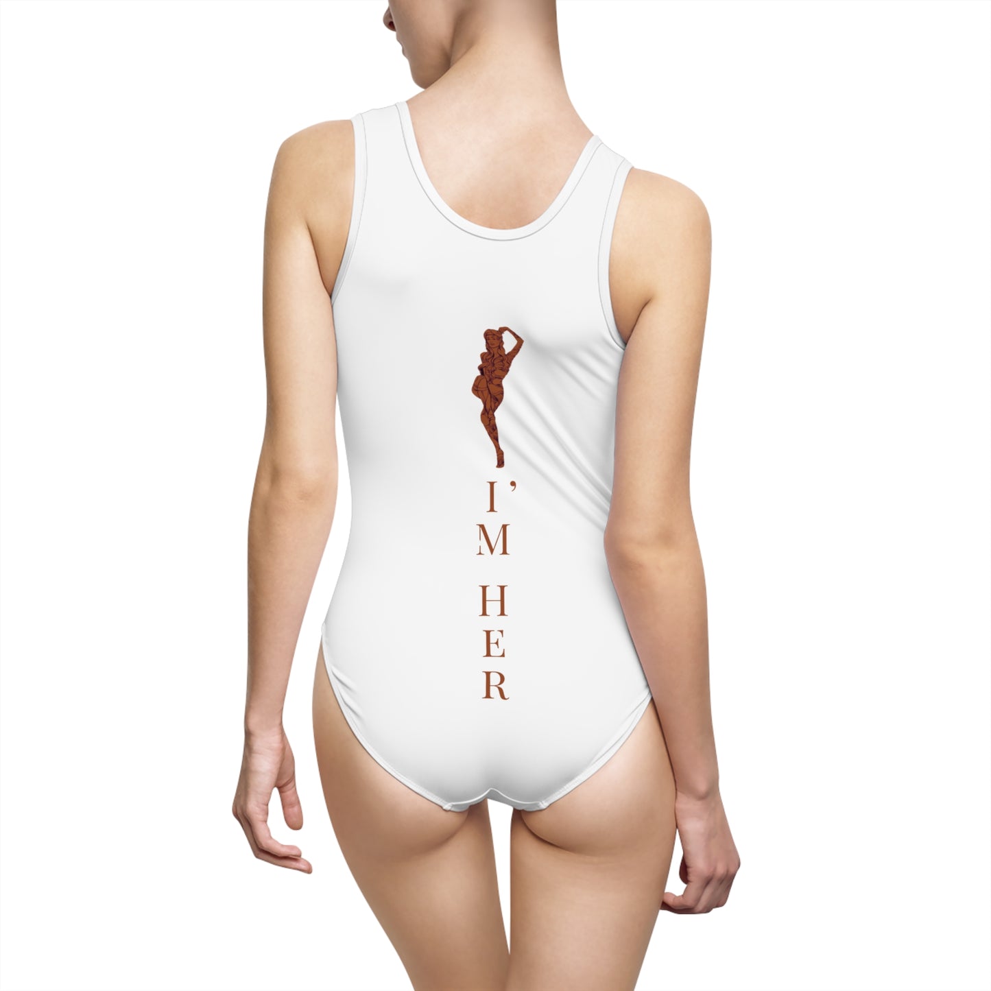 Beach I’m Her- white one piece swimsuit