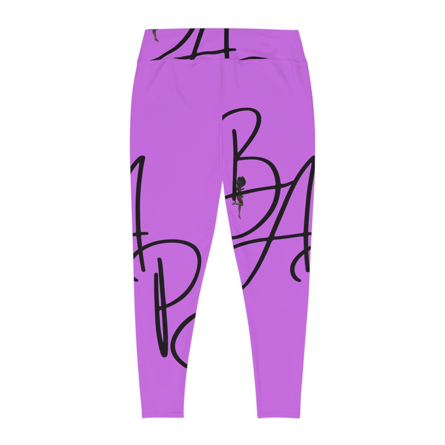 B.A.p.S-Plus Size Leggings — purple Script Monogram All-Over Print