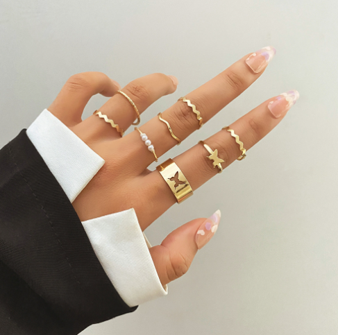 Retro Artistic Relief XINGX 12-Piece Ring Collection