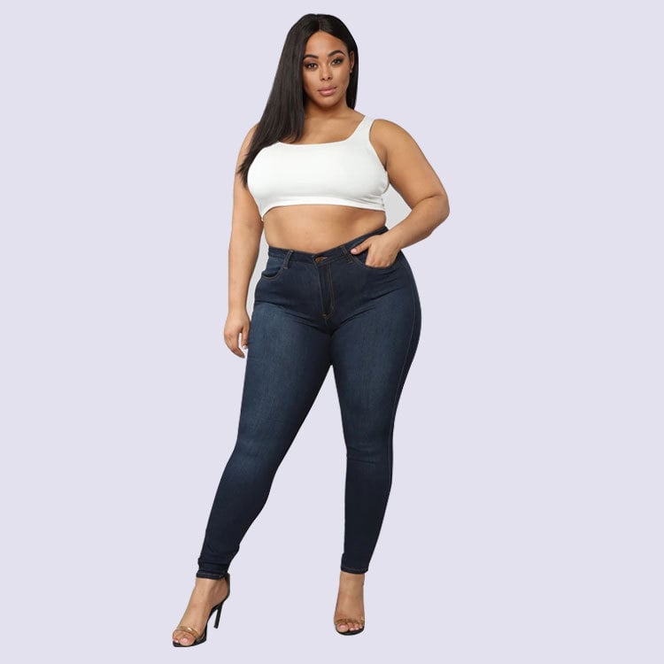 Plus Size Women's High Elastic Denim Pencil Pants