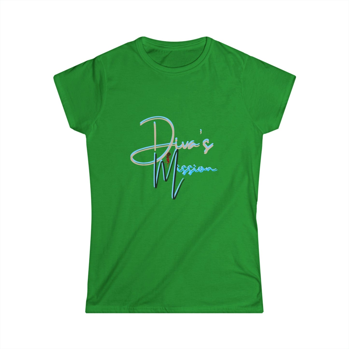 Blue Women's Tee - 'Diva's Mission' Script Logo Graphic
