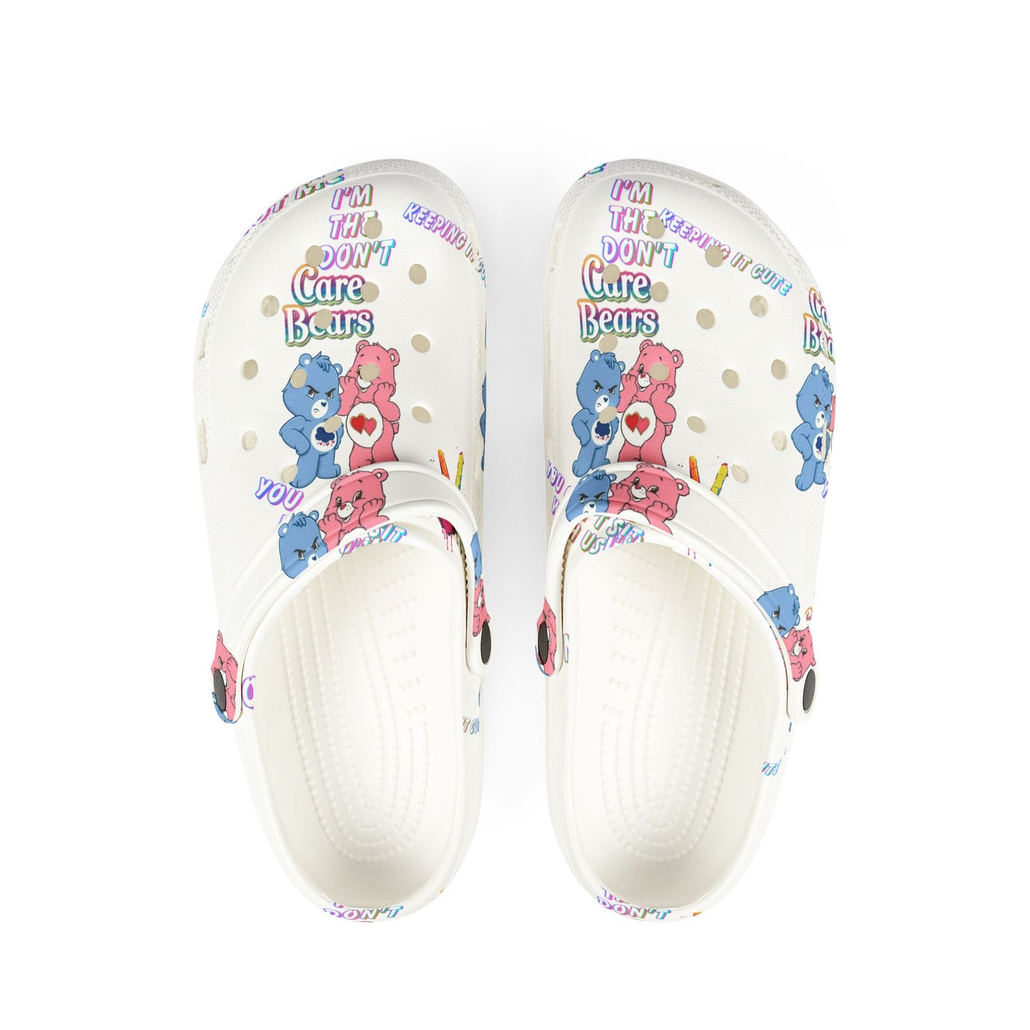 I don’t Care Bears crocs — "I’m Ok I Don’t Care" Printed Comfort Shoes