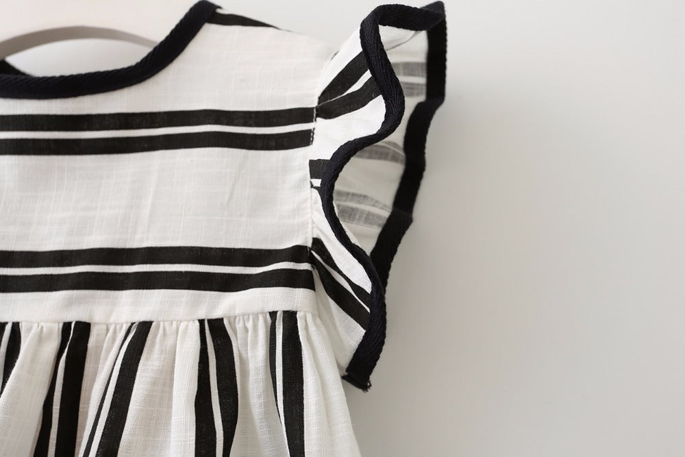 Girls' Ruffled Stripe Blouse for Spring/Summer Tops