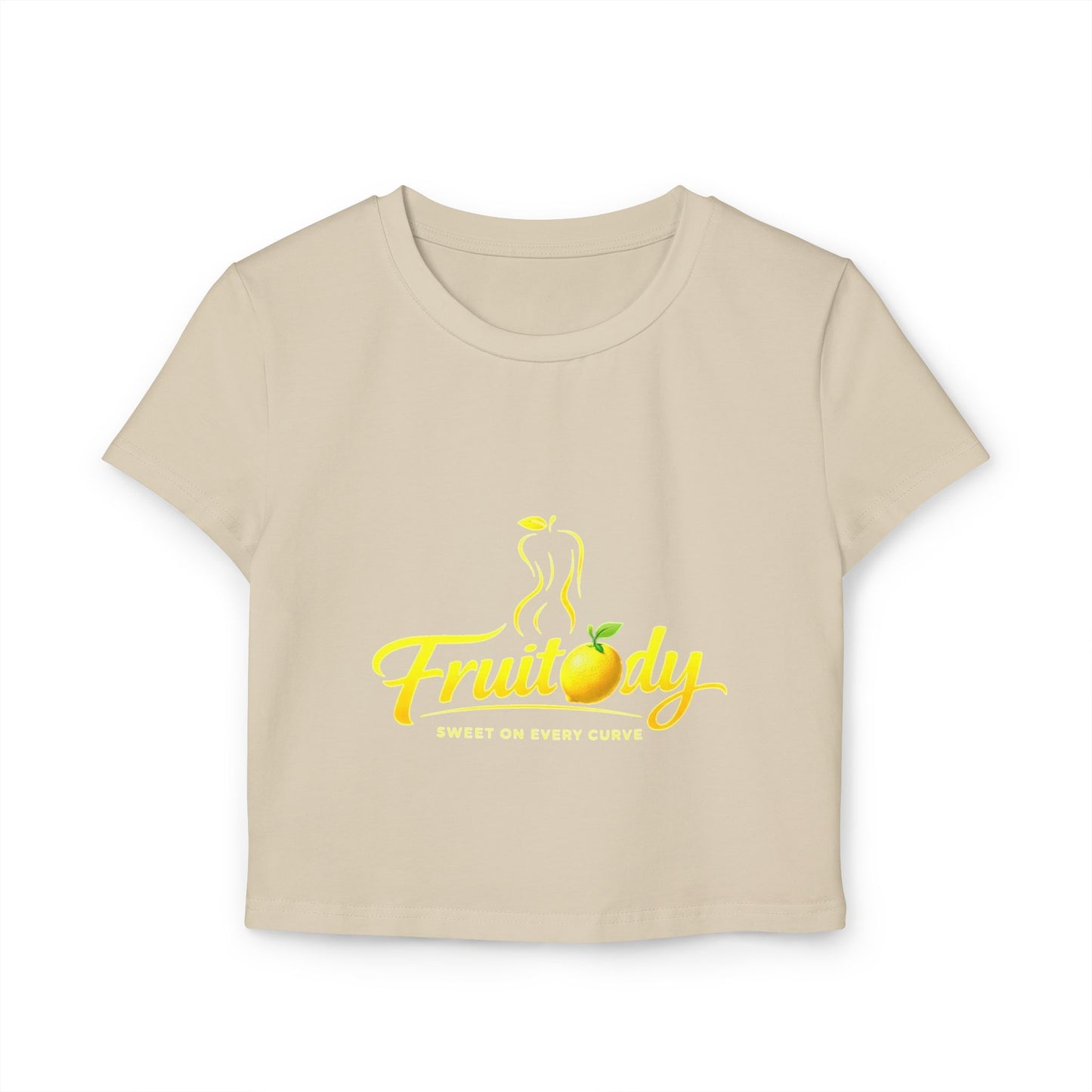 Fruitody Women's Crop Tee — Yellow Fruit Logo Casual Summer Top
