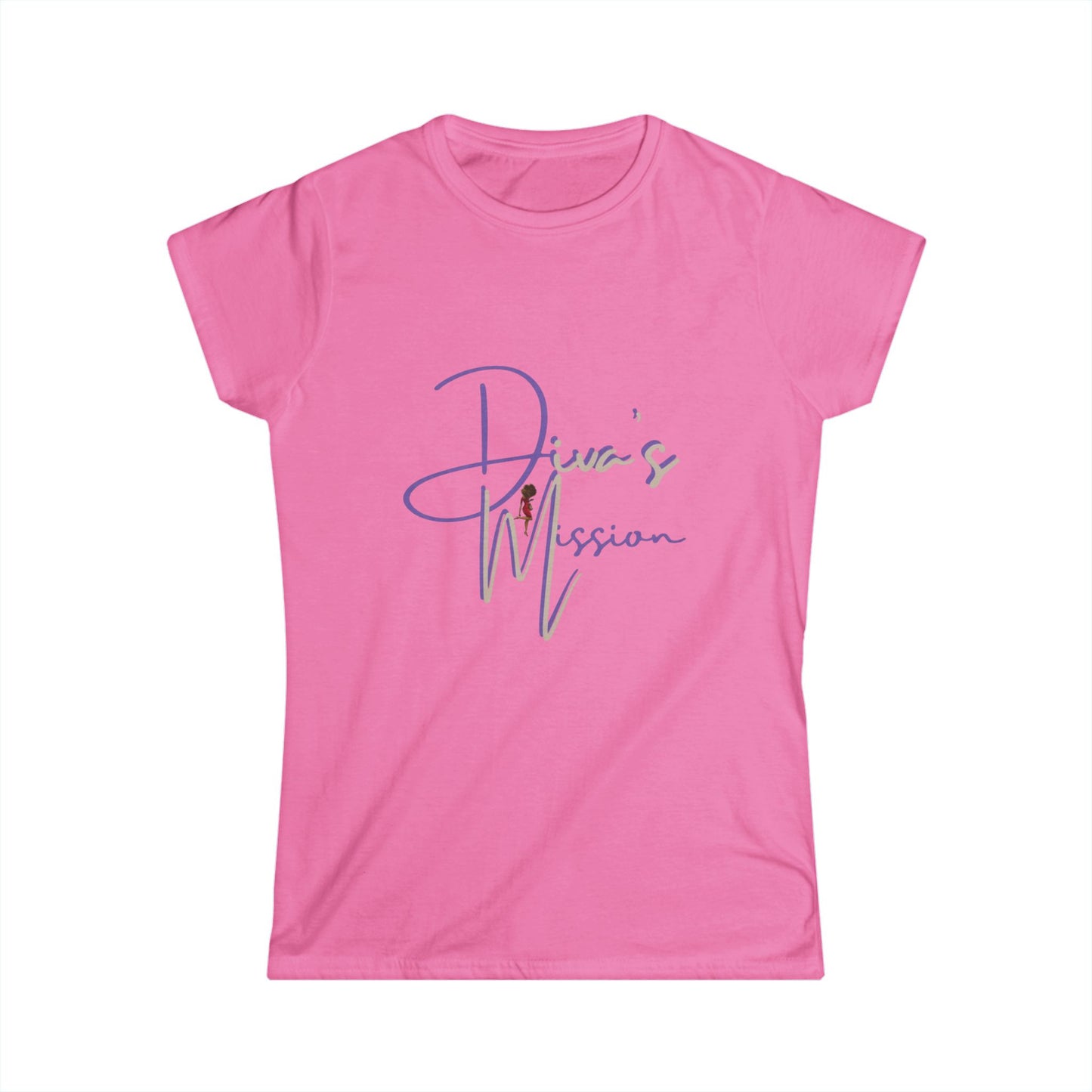 Purple Women's Tee - 'Diva's Mission' Script Logo Graphic