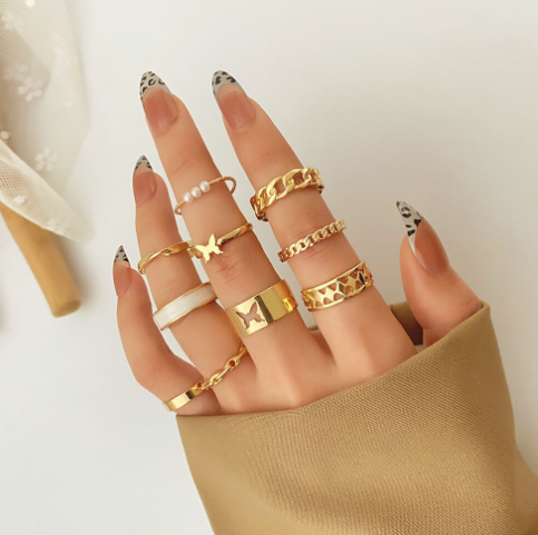Retro Artistic Relief XINGX 12-Piece Ring Collection