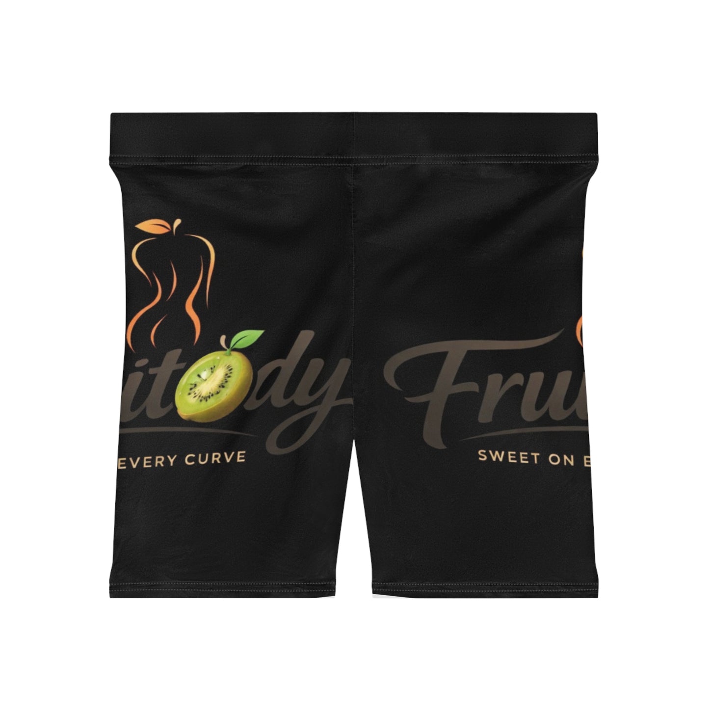 Fruitbody kiwi- Women’s Biker Shorts — 'Fruitbody' Peach Graphic Activewear