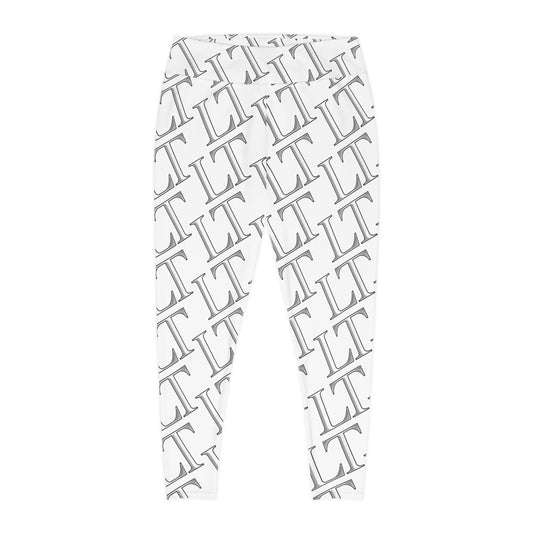 Plus Size Leggings — White Monogram All-Over Print
