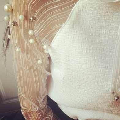 Pearl Chiffon Blouse with Bow White Base Shirt