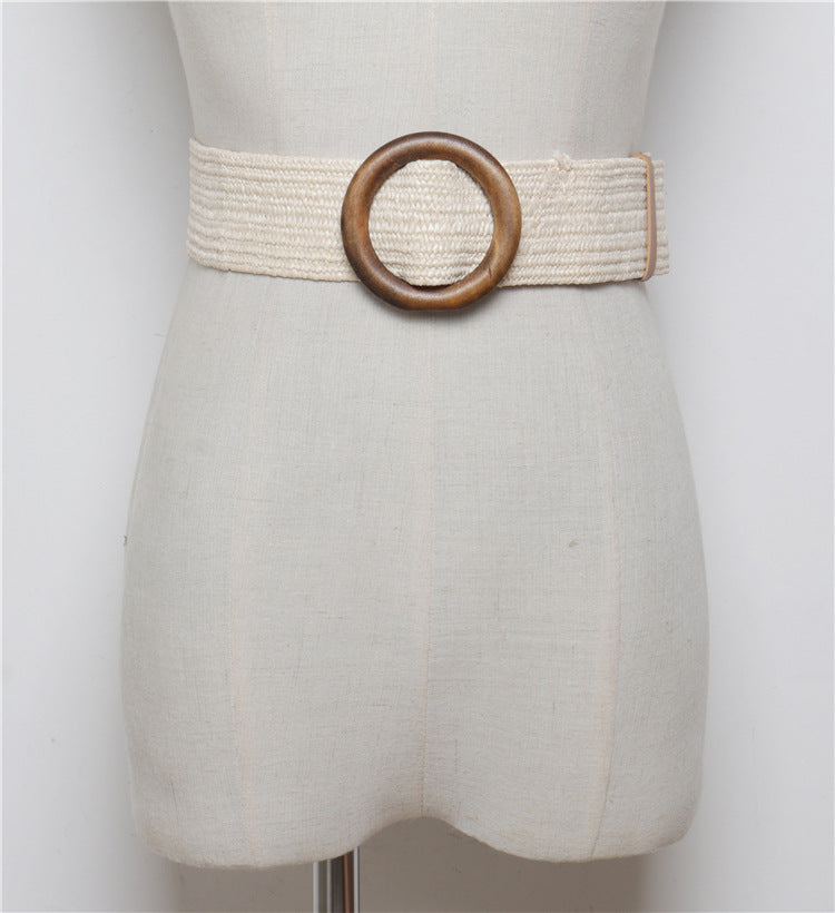 Bohemian Woven Belt with Round Buckle for Dresses