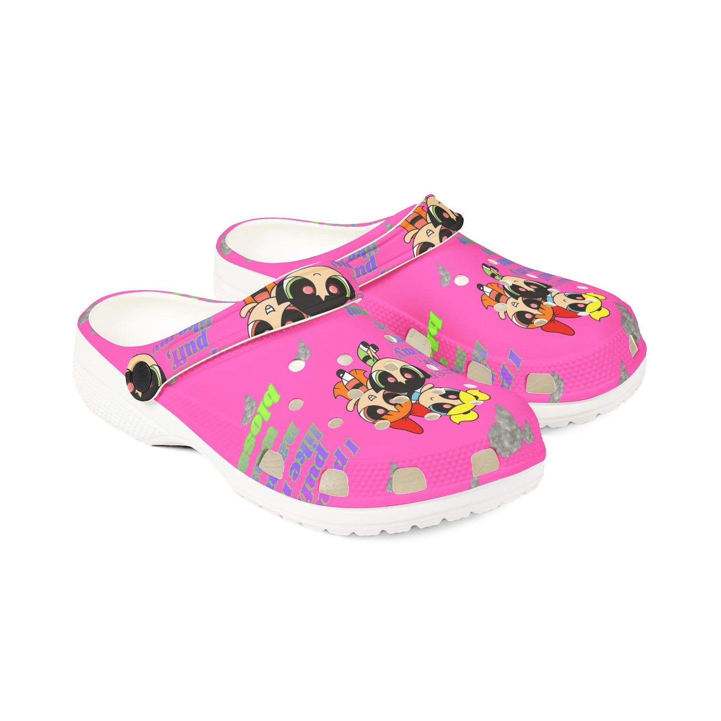 Powerpuff crocs - 'Think Blossom' Cartoon Slip-On Shoes