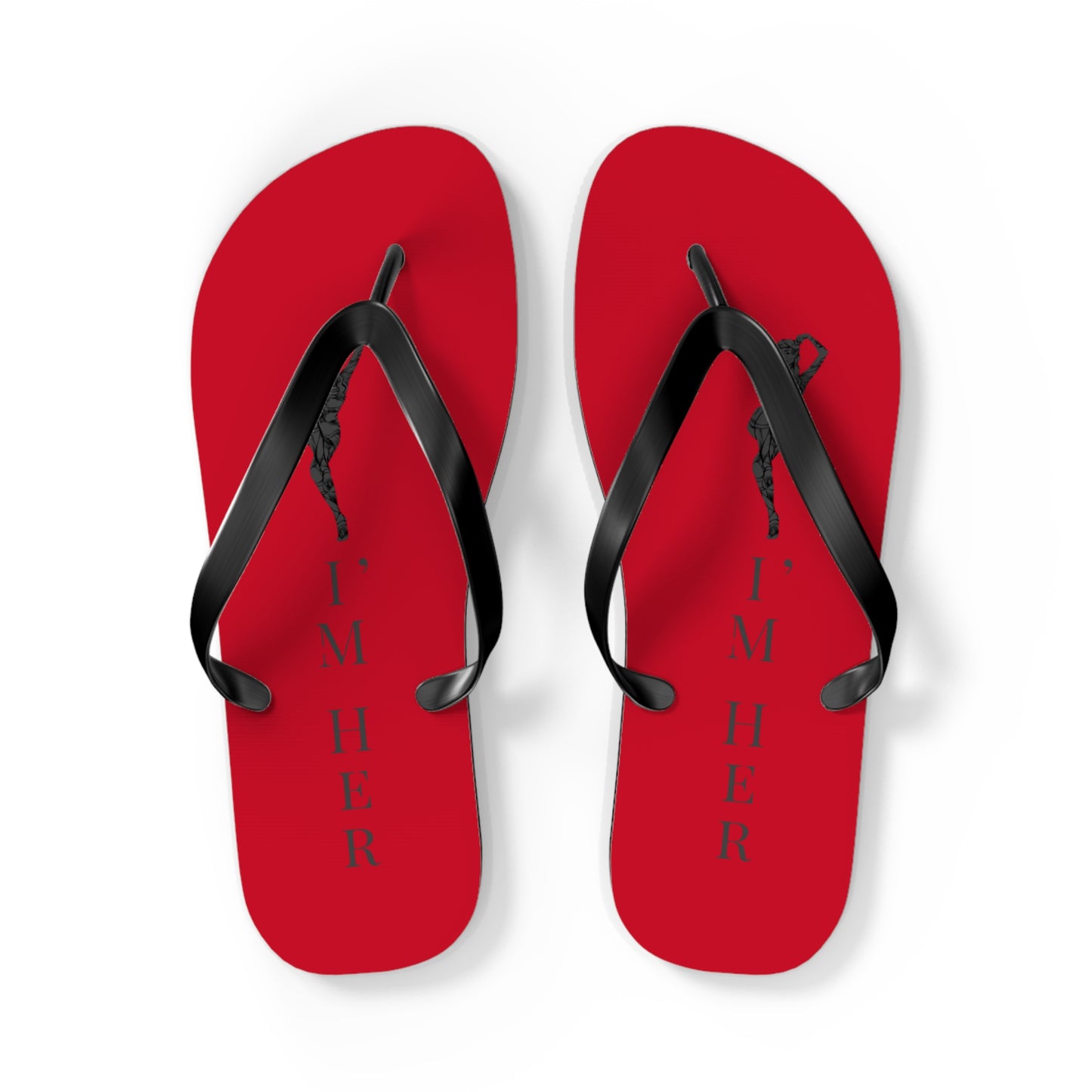 Red 'I'm Her' Flip Flops – Couples Beach Sandals