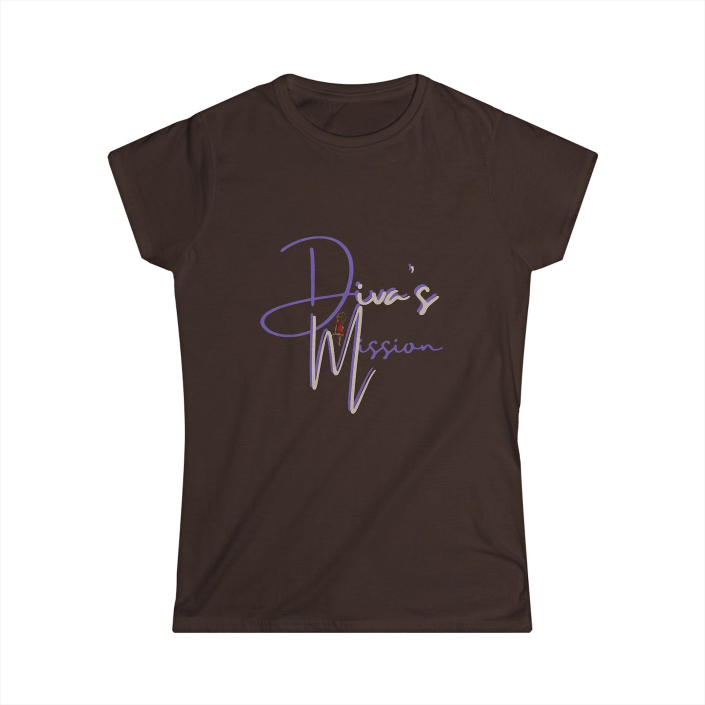 Purple Women's Tee - 'Diva's Mission' Script Logo Graphic