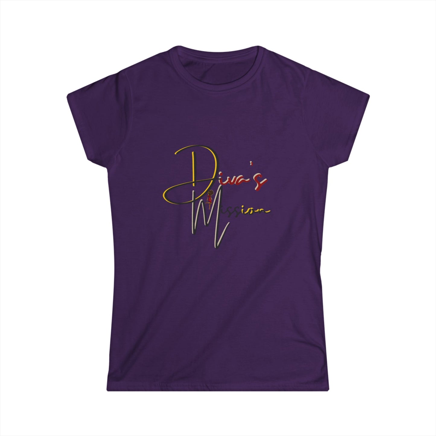 Yellow Women's Tee - 'Diva's Mission' Script Logo Graphic