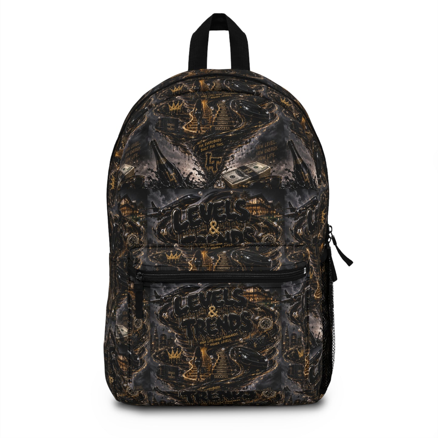 Levels and Trends  Pattern Backpack — Dark Grunge Daypack for Teens & Alternative Style