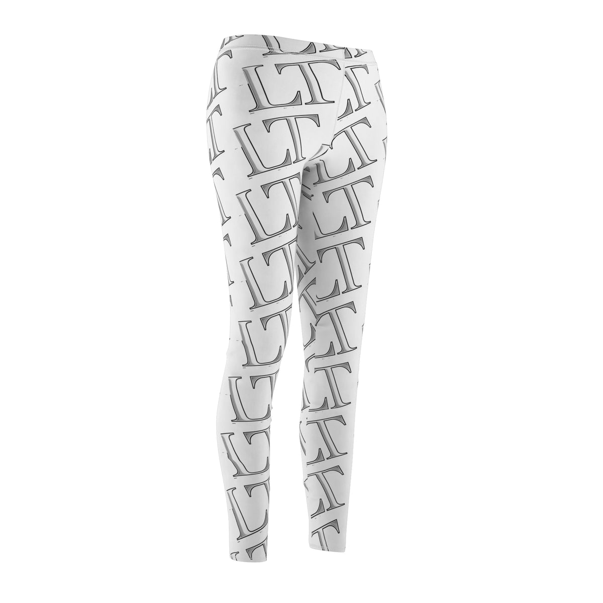 LT Monogram Pattern Leggings — All-Over Printed Casual Women's Leggings