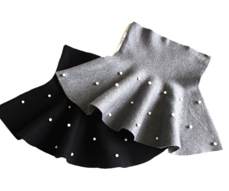High Waist Knitted Pearl Umbrella Skirt for Girls
