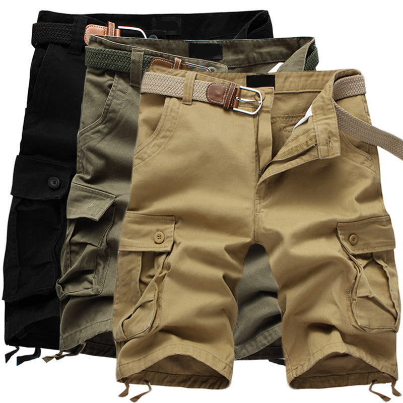 Men's Cotton Cargo Shorts with Pockets - Plus Size