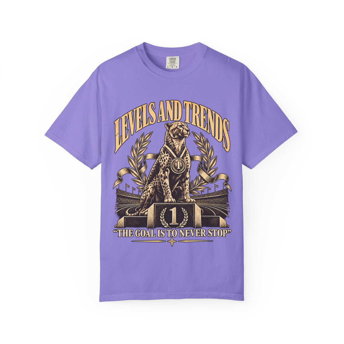 Levels and Trends "The Goal Is to Never Stop" Graphic T-Shirt
