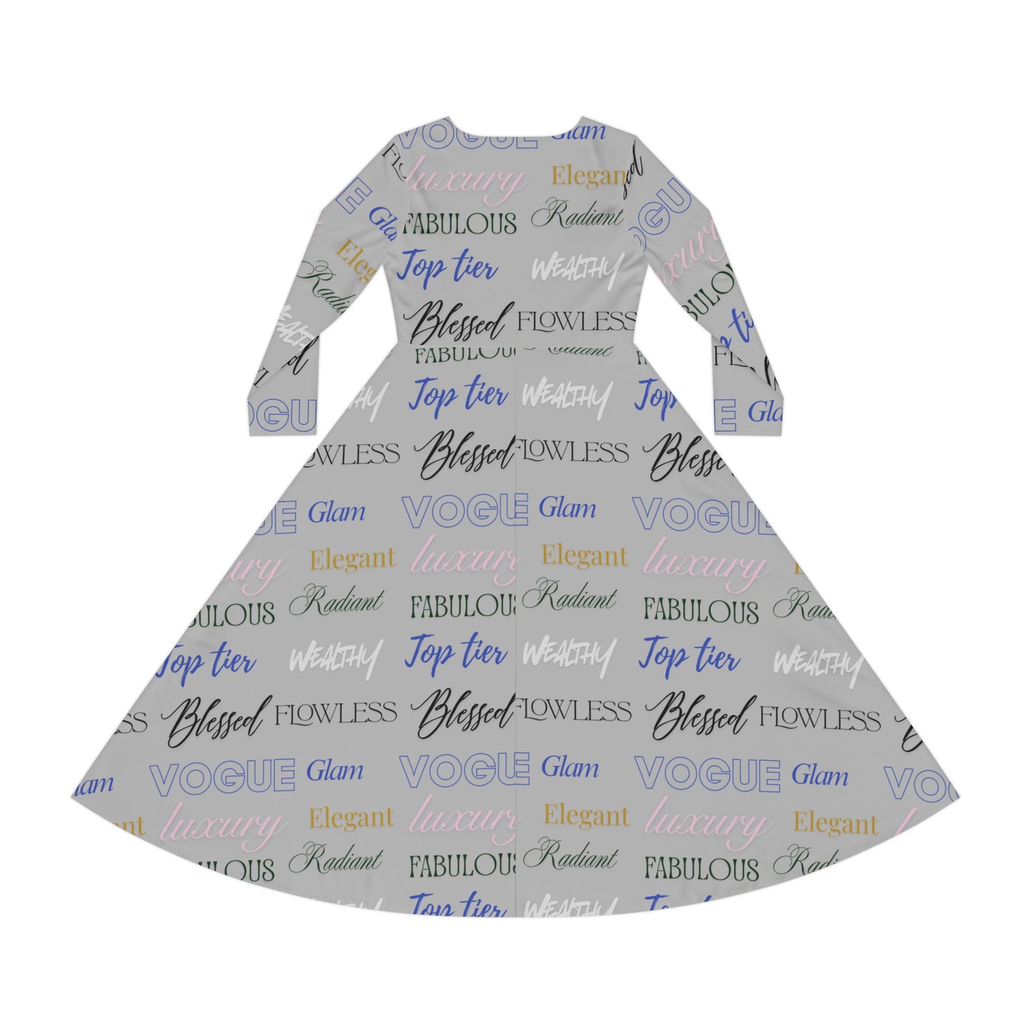 Women's Long Sleeve Dance Dress — Inspirational Word Print AOP