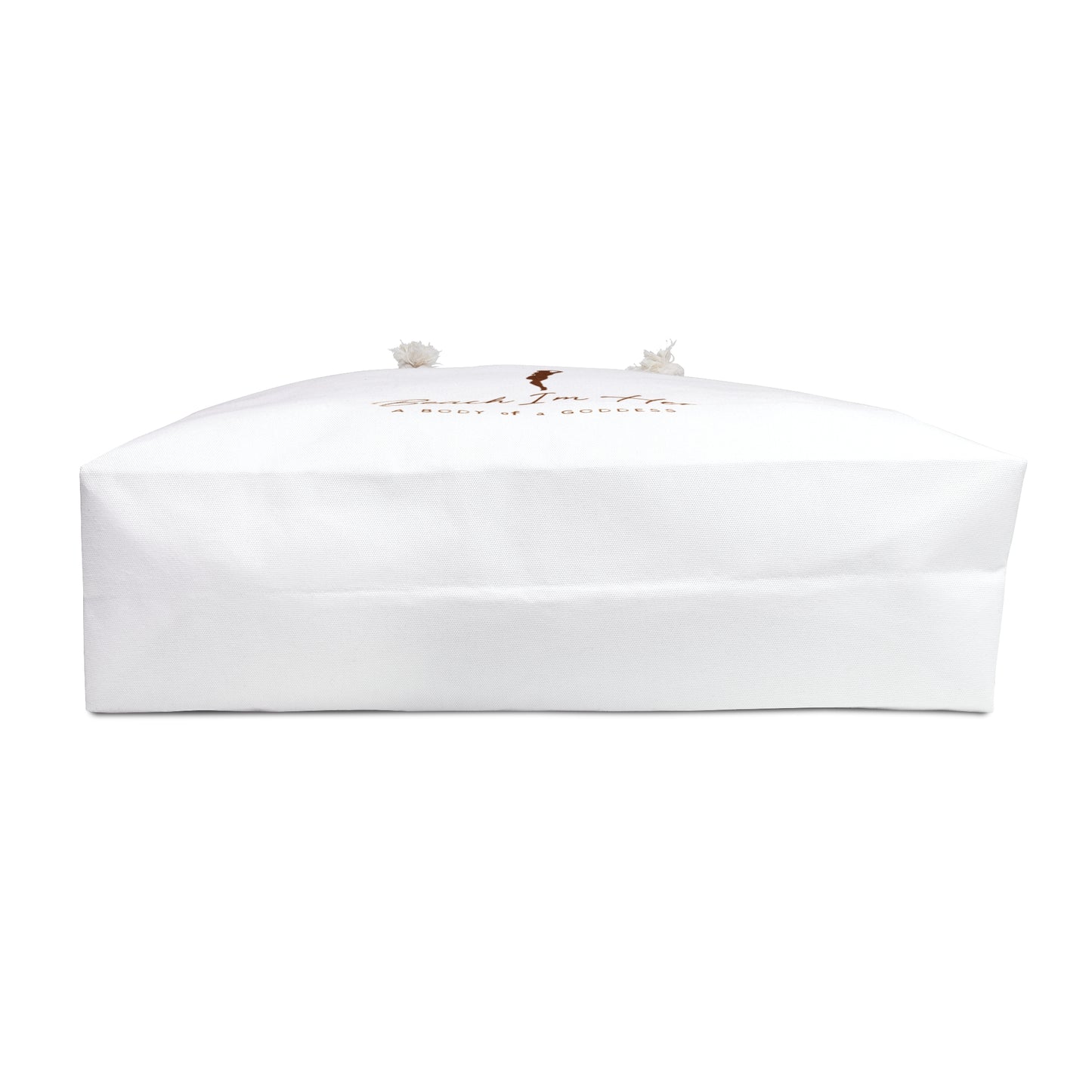 White Weekender Bag — "Beach I'm Her" Large Beach Tote, "A Body of a Goddess" Travel Weekender