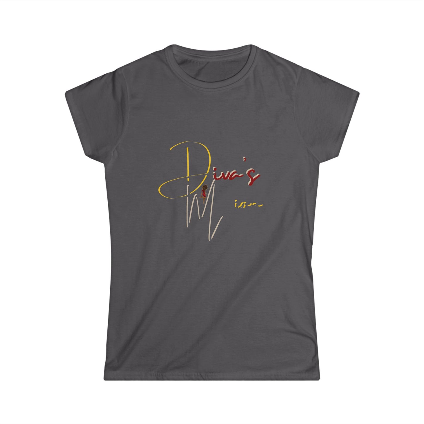 White Women's Tee - 'Diva's Mission' Script Logo Graphic