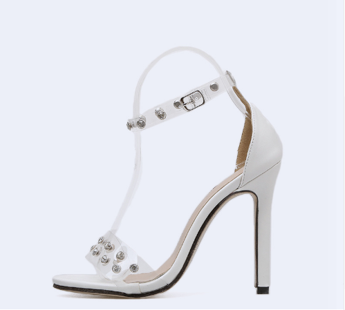 Stylish High Heel Transparent Sandals with Studs