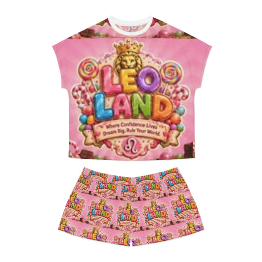 Leo Land Women's Pajama Set — Cute Pink Zodiac Sleepwear with 'Leo Land' Design