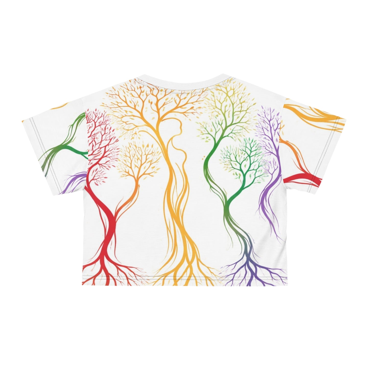 Fruitody’s Colorful Branch-Crop Tee — Vibrant All-Over Print